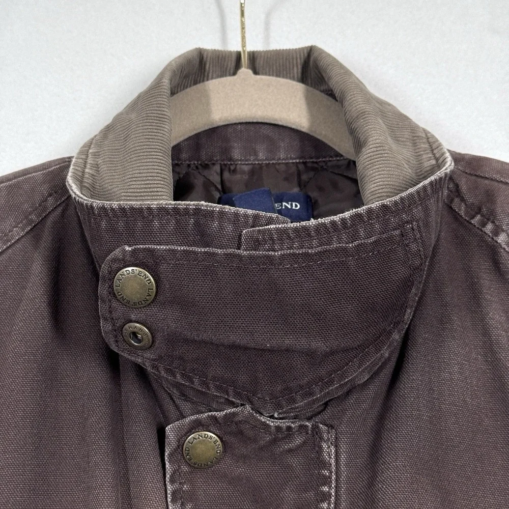 Lands End Jacket Men XL Tall Chore Coat Barn Field Canvas Quilted Workwear Brown